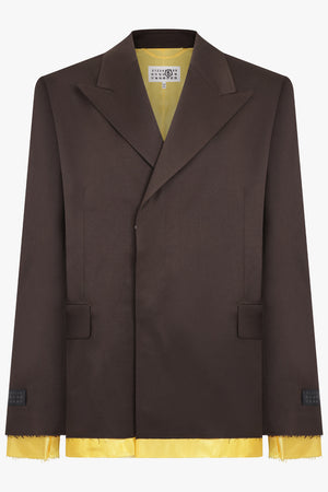 MM6 BY MAISON MARGIELA RTW Shirt Detail Blazer Jacket | Brown/Yellow