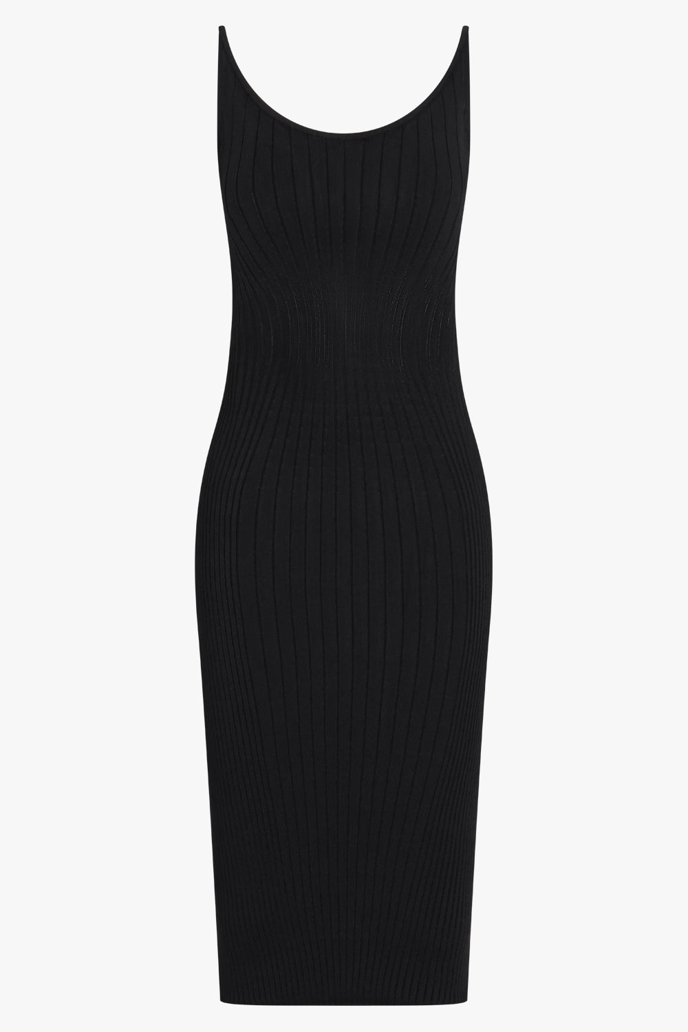 MUGLER DRESSES Sculpting Knit S/Less Midi Dress | Black