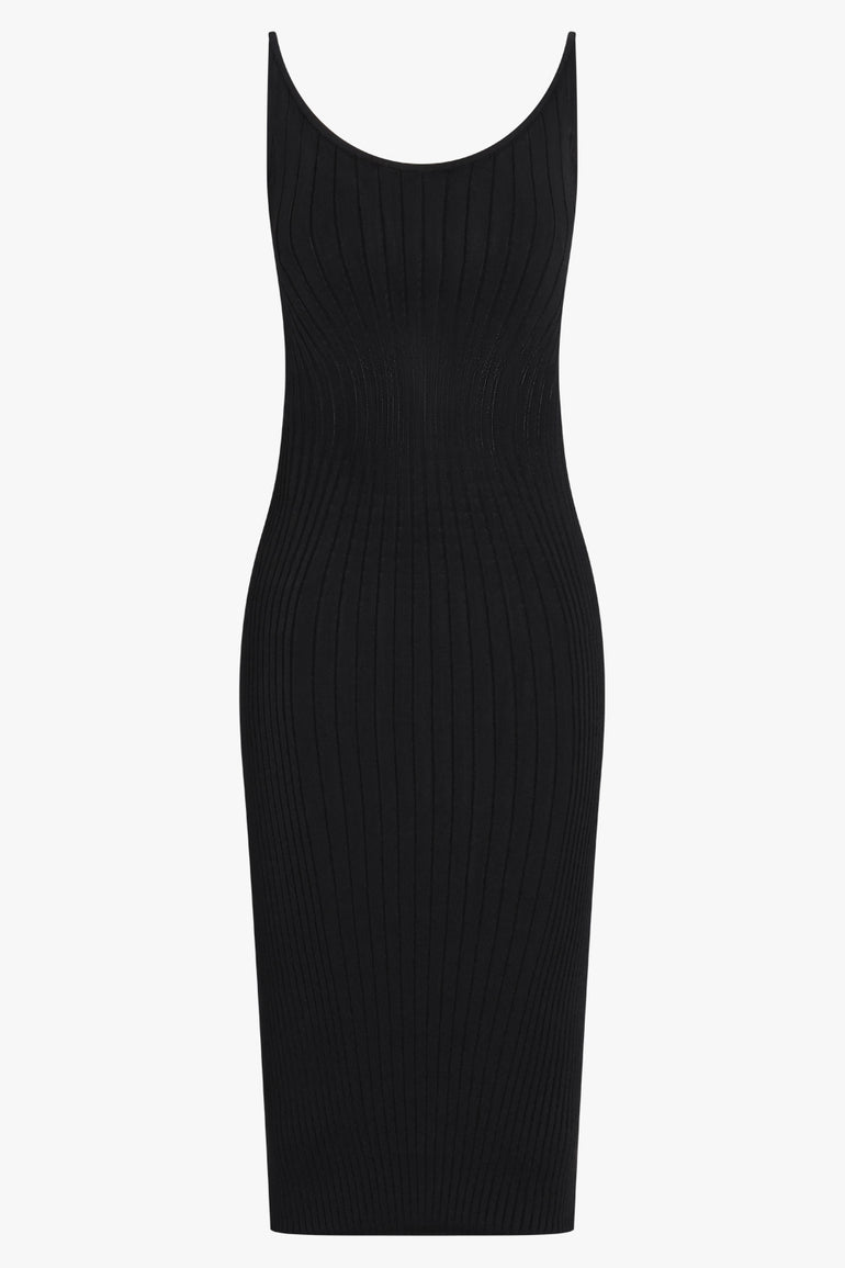 MUGLER DRESSES Sculpting Knit S/Less Midi Dress | Black