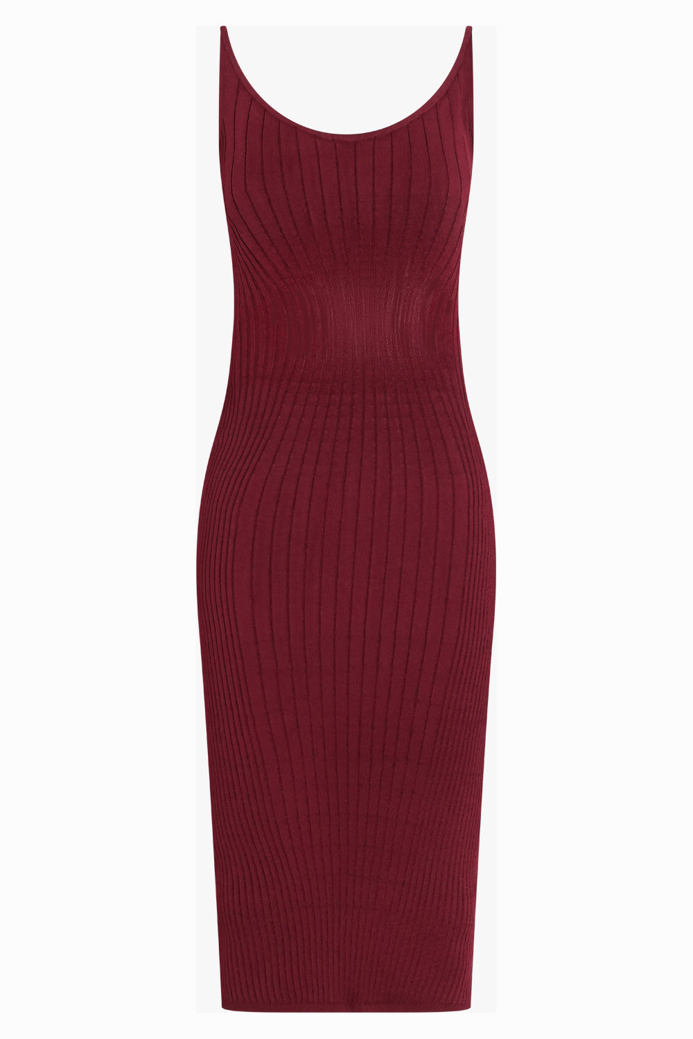 MUGLER DRESSES Sculpting Knit S/Less Midi Dress | Vampire Red