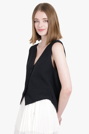 NINA RICCI RTW Cady Drapped Open-Back Vest | Black