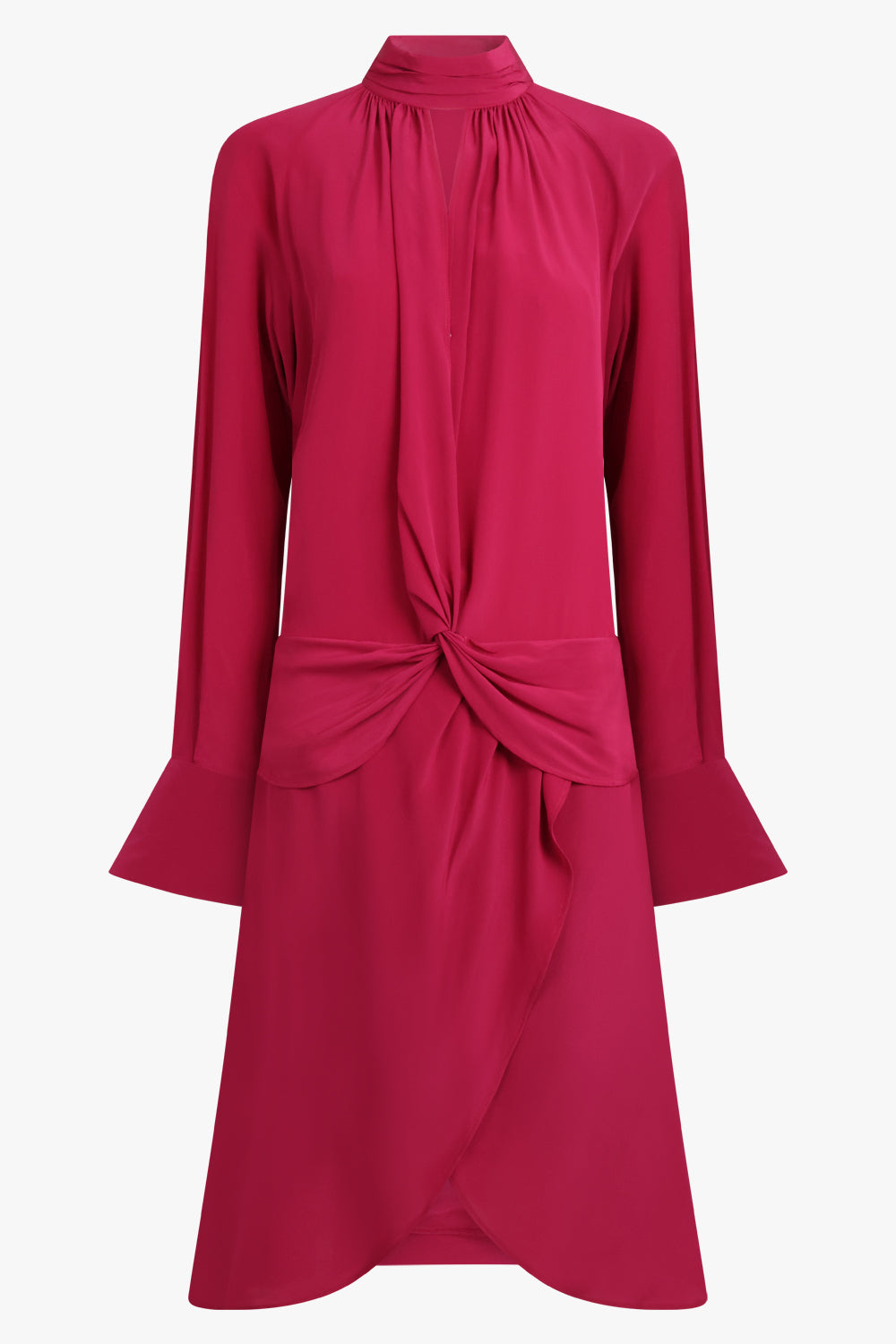 NINA RICCI RTW Cut-Out L/S Wrap Style Midi Dress | Burnt Fuchsia