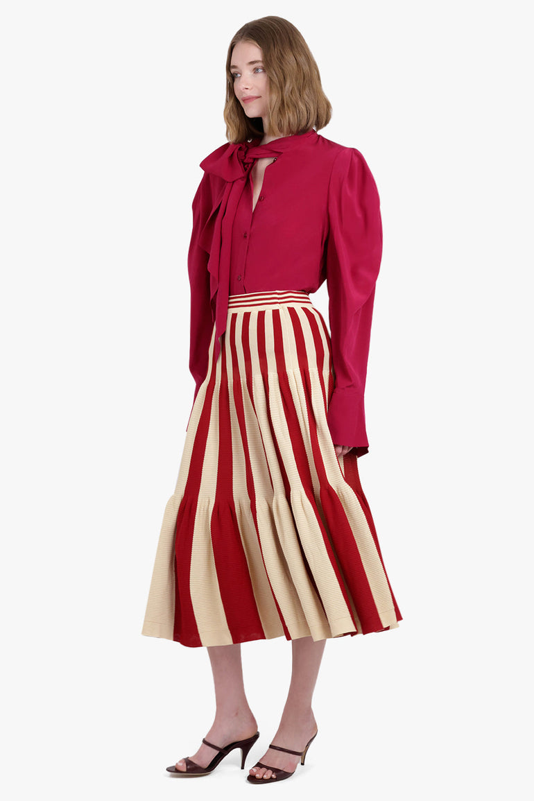 CFCL RTW Cascades Stripe Maxi Skirt | Red/Beige