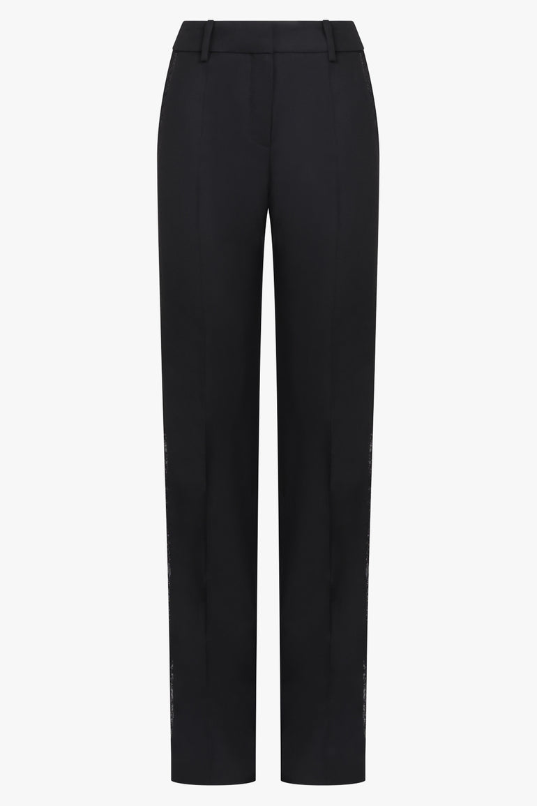 NINA RICCI RTW Lace Side Panel Straight Leg Pant | Black