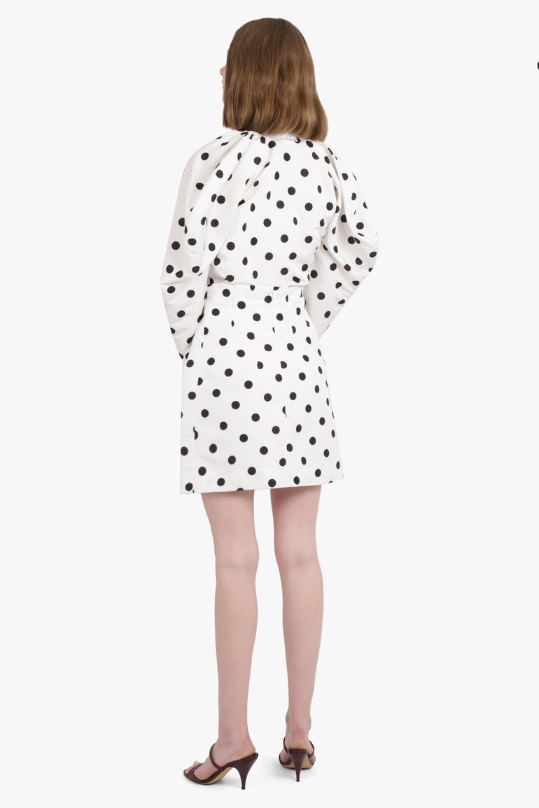 NINA RICCI RTW Polka Dot Print High-Waisted Mini Skirt | White/Black