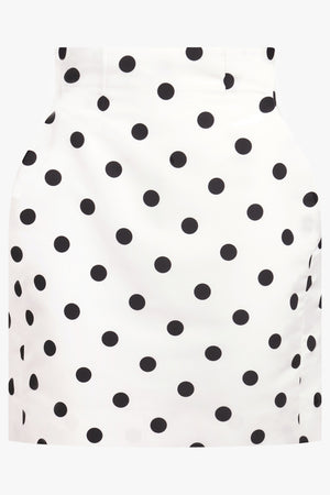 NINA RICCI RTW Polka Dot Print High-Waisted Mini Skirt | White/Black