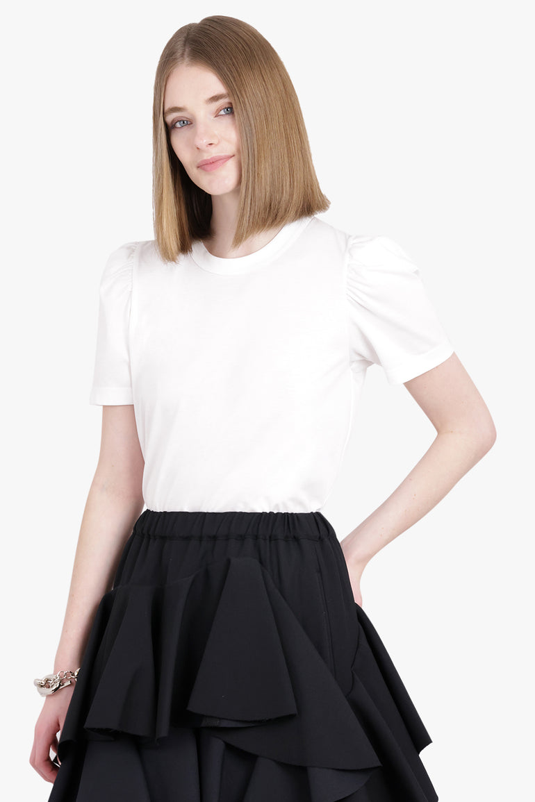 NOIR KEI NINOMIYA RTW Ruched Shoulder S/S Top | White