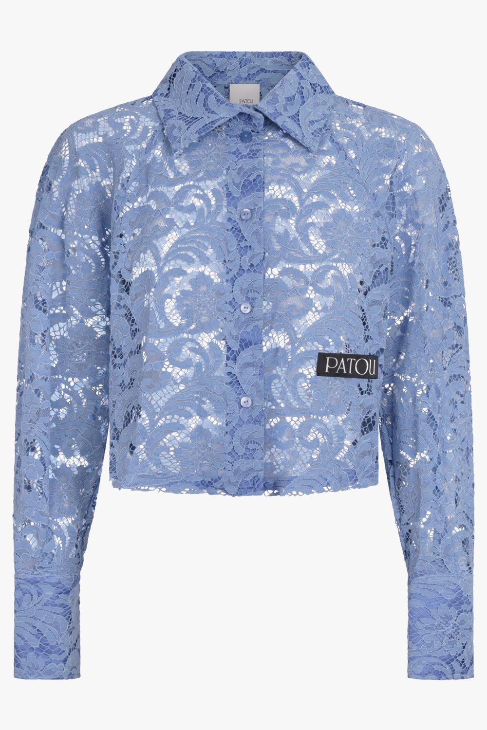 PATOU RTW Lace Cropped L/S Shirt | Airy Blue