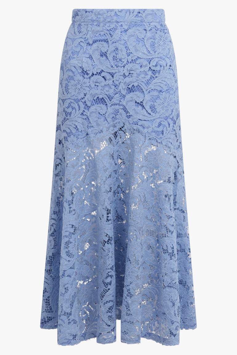 PATOU RTW Lace Midi Peplum Skirt | Airy Blue