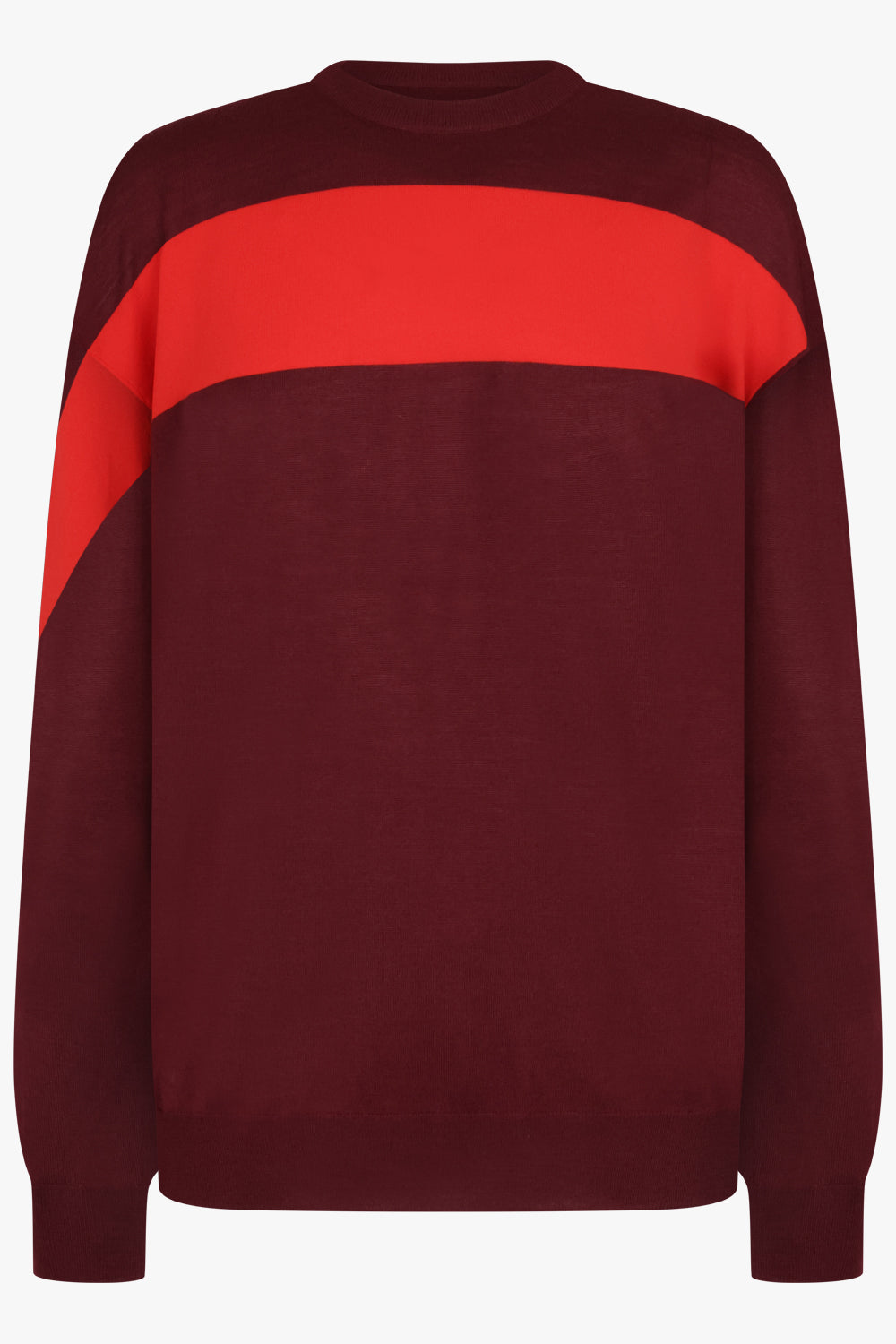 PLAN C RTW Crewneck L/S Panel Knit | Bordeaux/Red