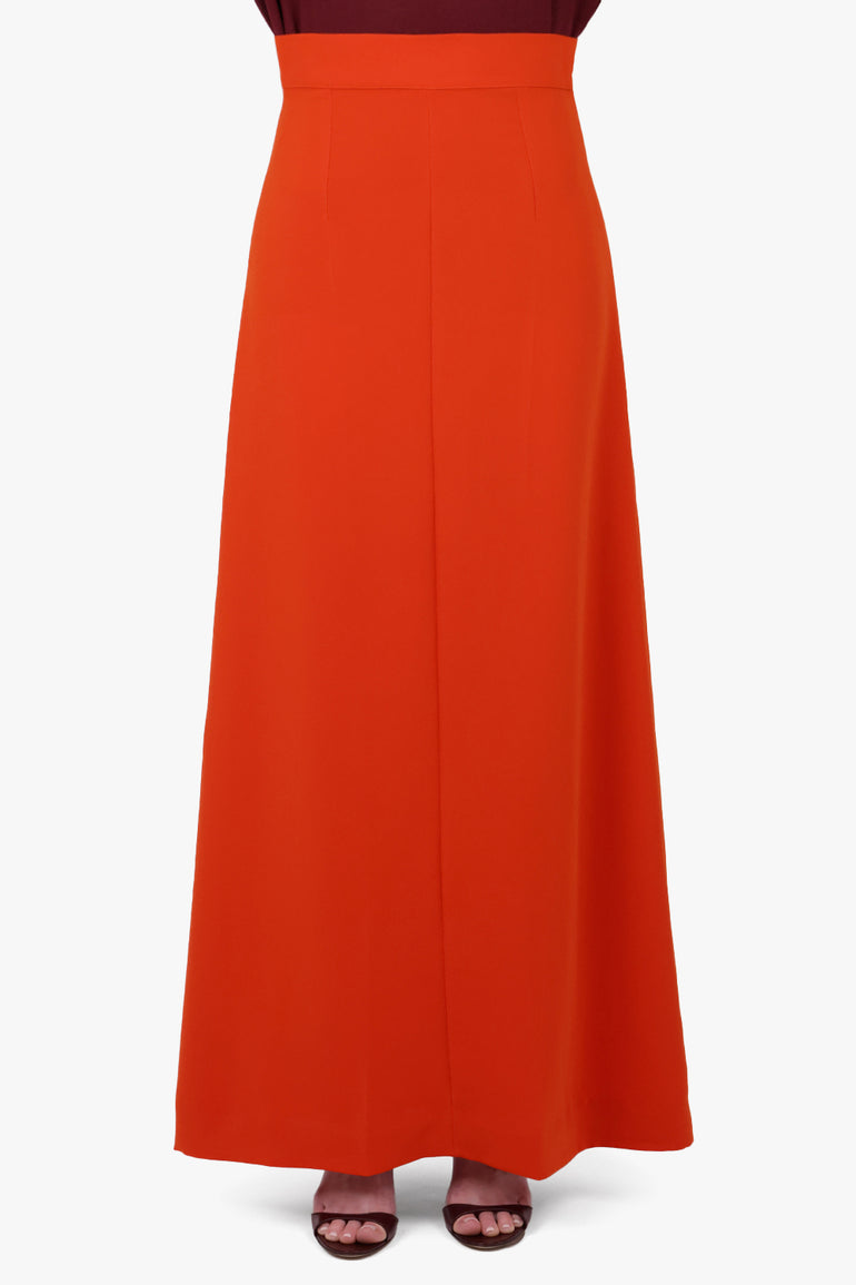 PLAN C RTW Long Line Maxi Skirt | Lobster Orange