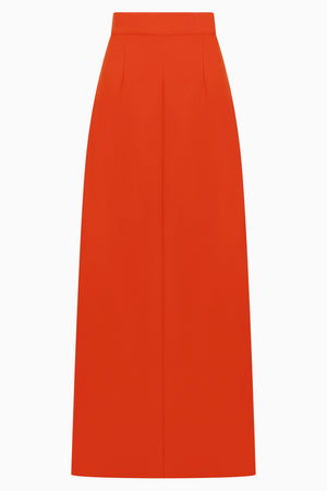 PLAN C RTW Long Line Maxi Skirt | Lobster Orange