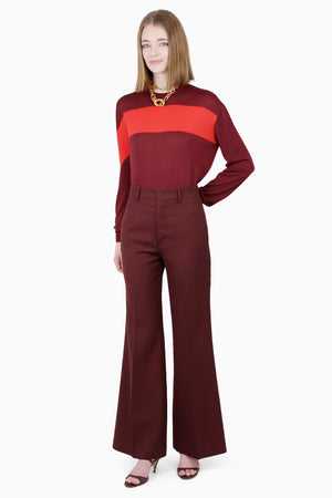 PLAN C RTW Wide Leg Trouser | Burgundy