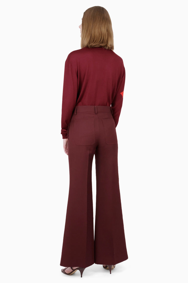 PLAN C RTW Wide Leg Trouser | Burgundy