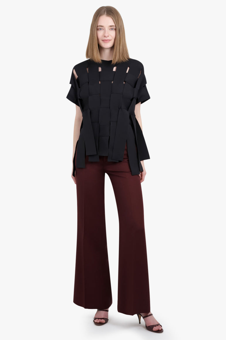 PLAN C RTW Wide Leg Trouser | Burgundy