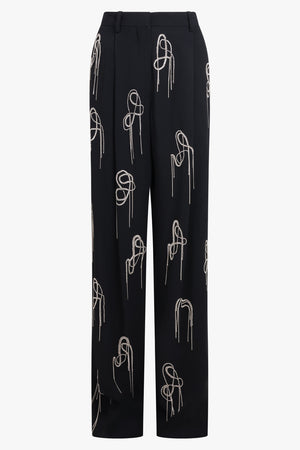 DRIES VAN NOTEN RTW Porter Embellished Tapered Pant | Black