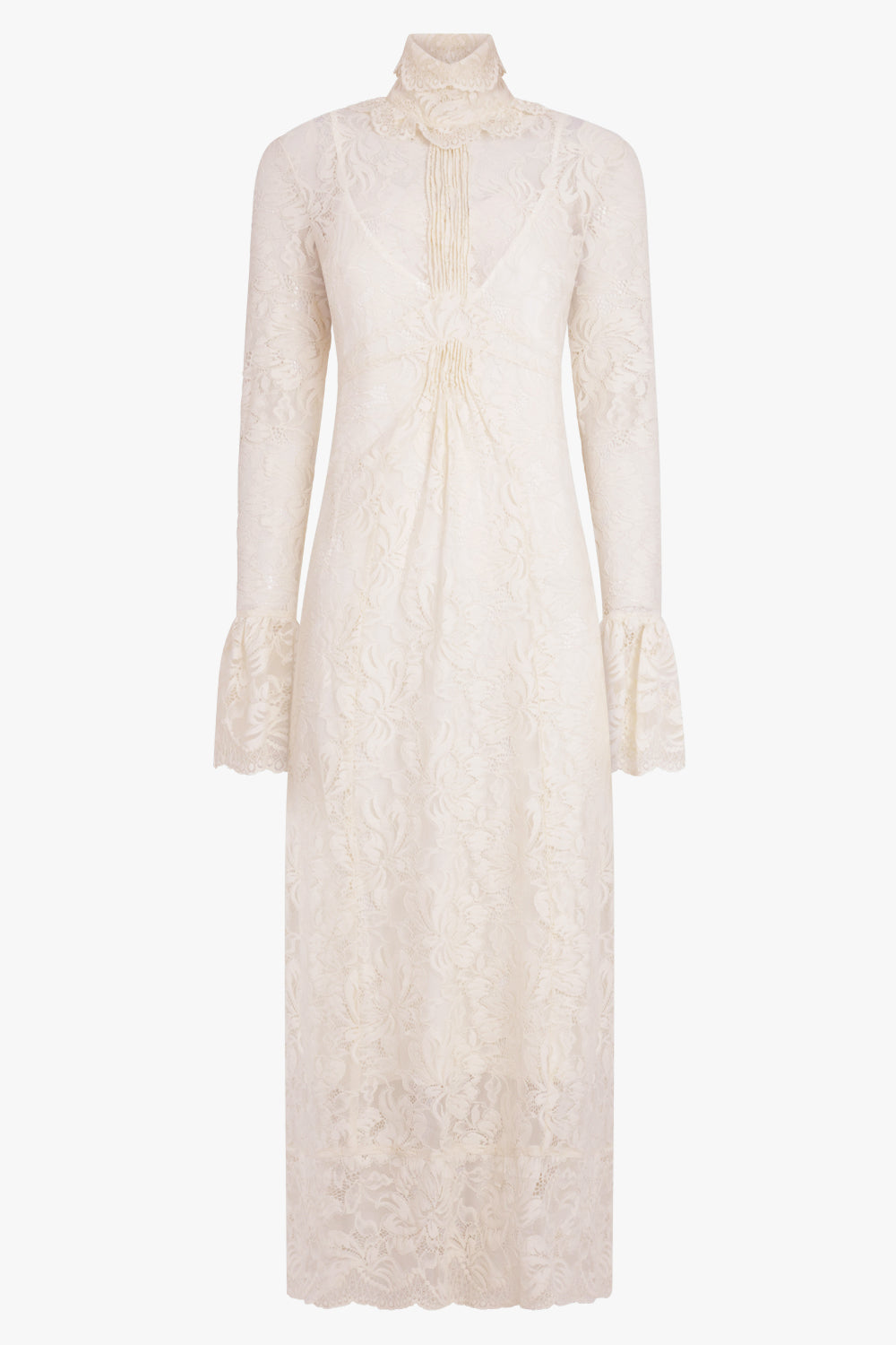 RABANNE RTW High Neck L/S Lace Maxi Dress | Ivory