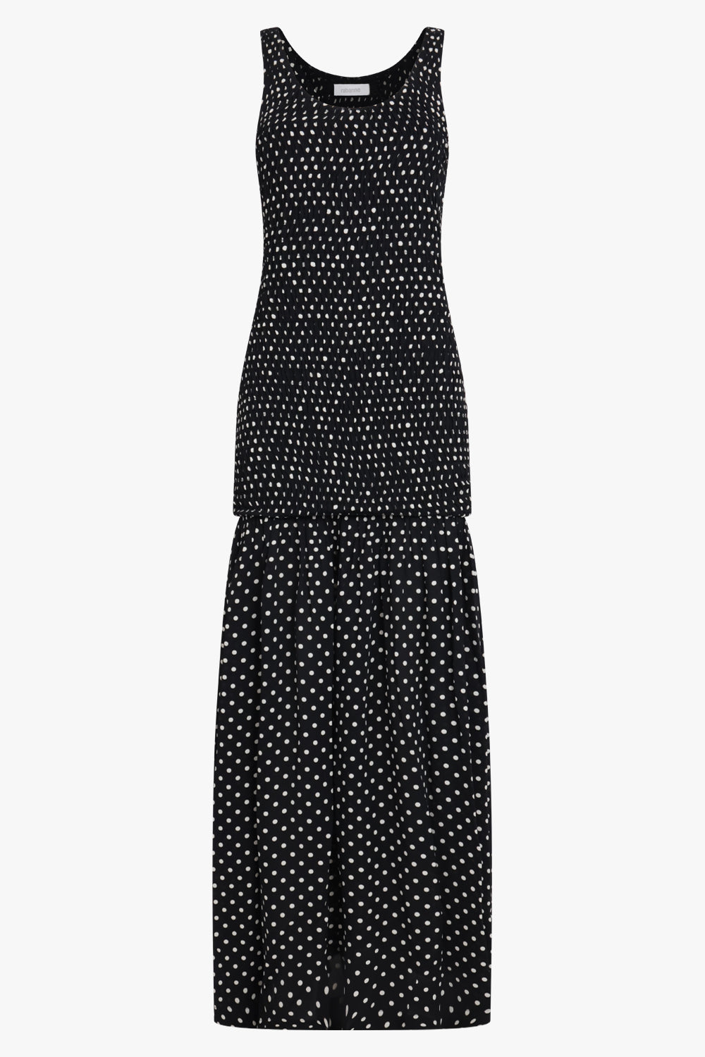 RABANNE RTW Polka Dot Print S/Less Maxi Dress | Black/White