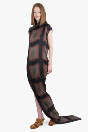 RICK OWENS RTW Abito Print S/S Edfu T Maxi Split Dress | Brown/Multi