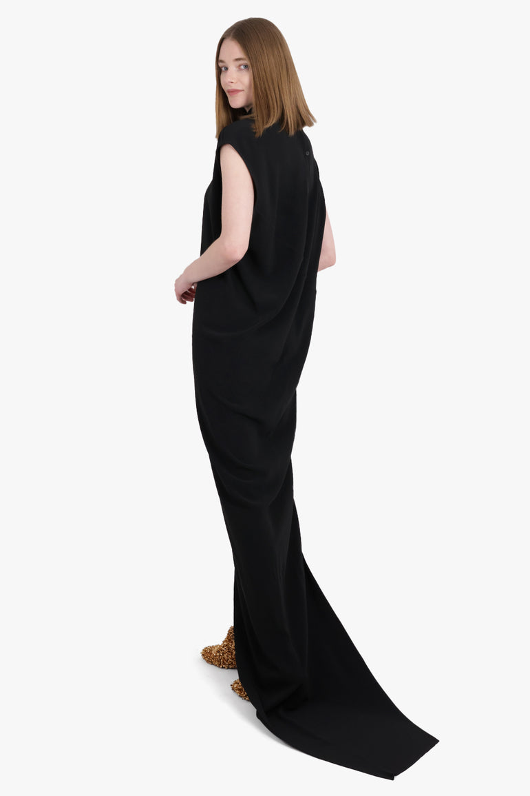 RICK OWENS RTW Abito S/S Edfu T Maxi Split Dress | Black