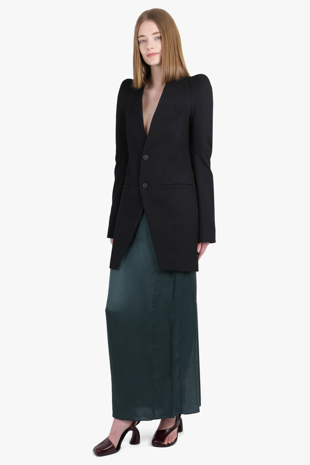 MM6 BY MAISON MARGIELA RTW Elastic Waistband Drape Maxi Skirt | Green