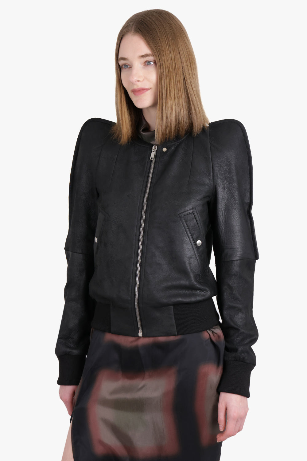 RICK OWENS RTW Metro Flight Leather Bomber Jacket | Black