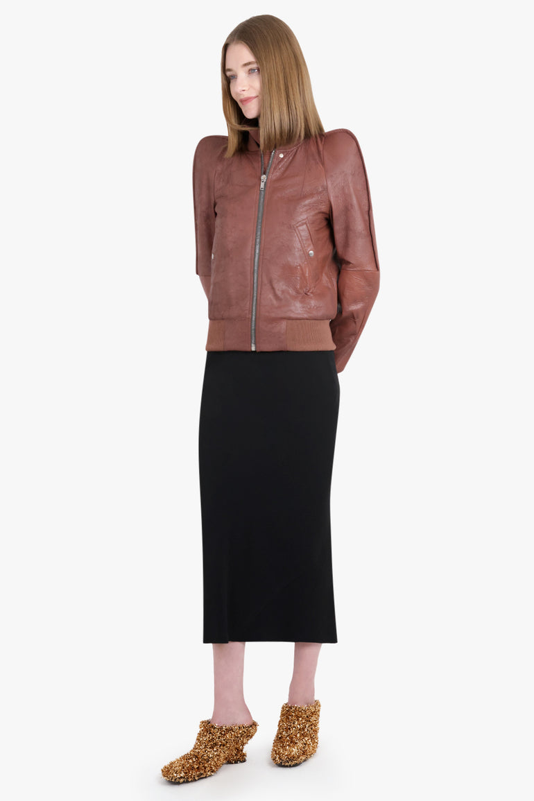 RICK OWENS RTW Metro Flight Leather Bomber Jacket | Brown