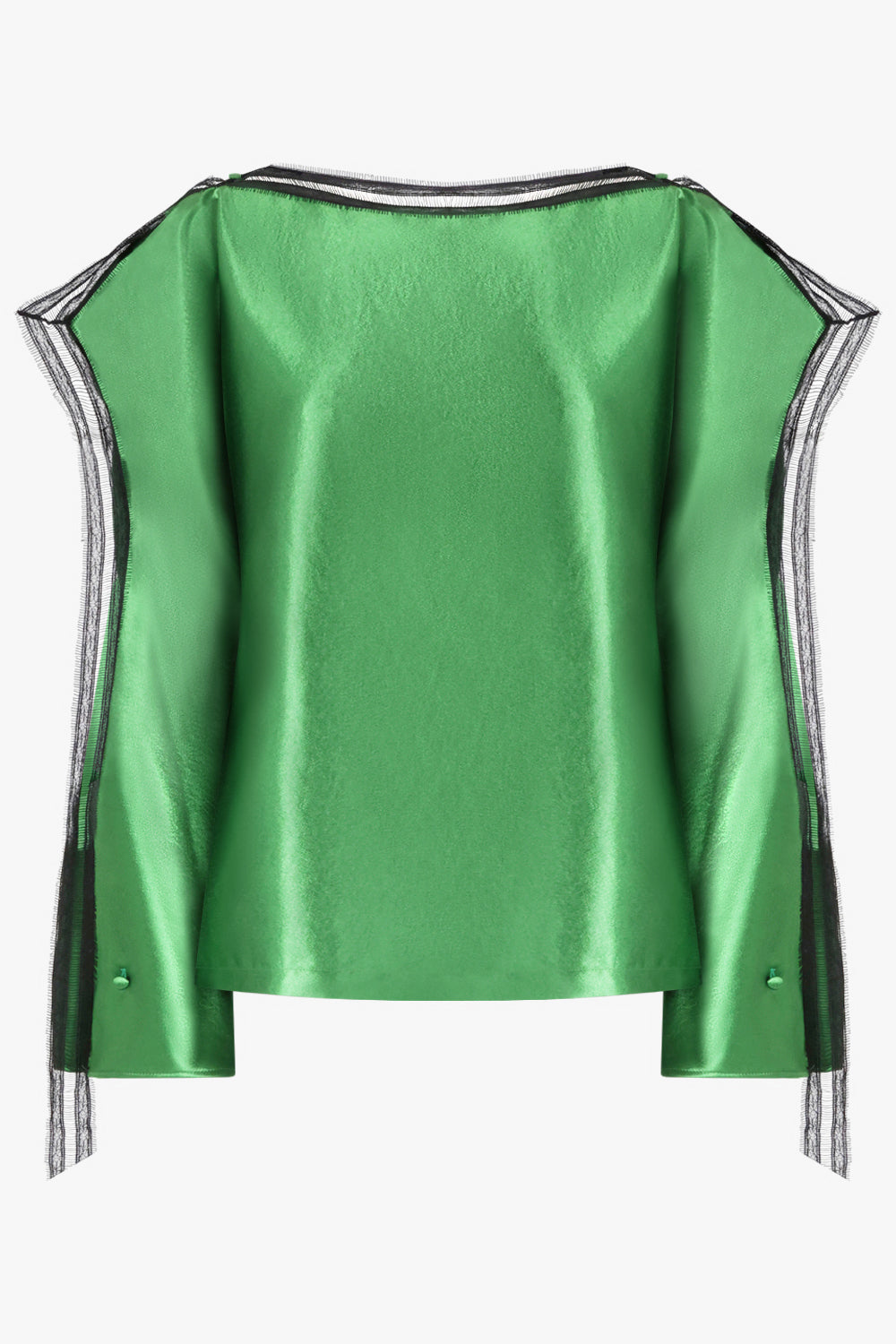 ROCHAS RTW Boat Neck L/S Lace Trim Detail Top | Golf Green