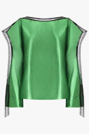 Boat Neck L/S Lace Trim Detail Top | Golf Green