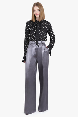 ROCHAS RTW High Waisted Pleat Wide Leg Pant | Grey Boulevard