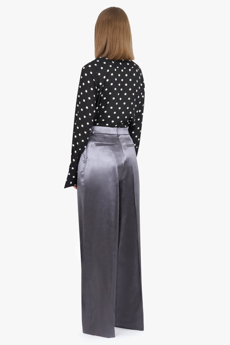 ROCHAS RTW High Waisted Pleat Wide Leg Pant | Grey Boulevard