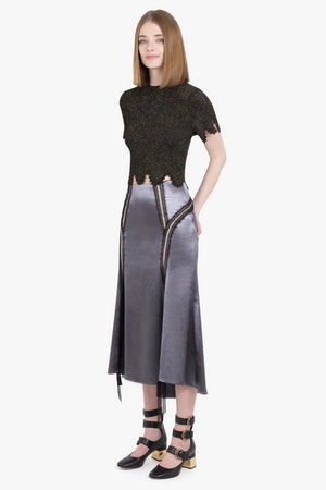 ROCHAS RTW Lace Trim Detail Midi Skirt | Grey Boulevard