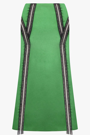 ROCHAS RTW Lace Trim Detail Midi Skirt | Golf Green