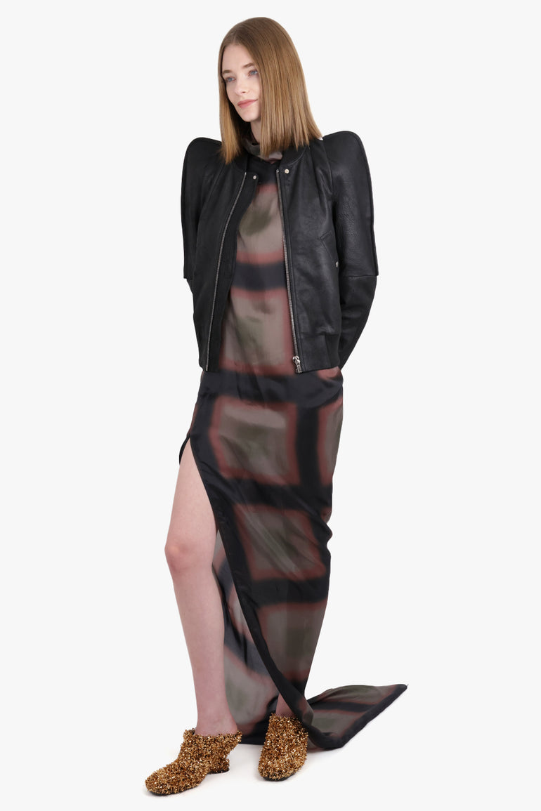 RICK OWENS RTW Abito Print S/S Edfu T Maxi Split Dress | Brown/Multi