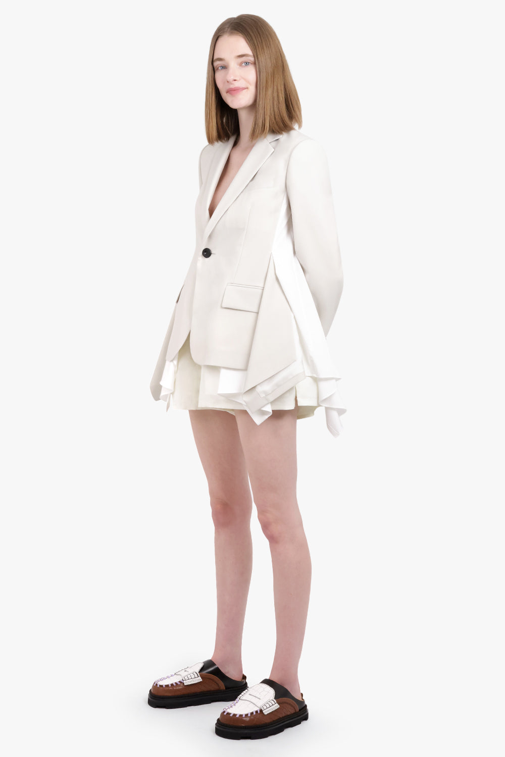 SACAI RTW Suiting Jacket With Shirt Detailing | Ecru/White