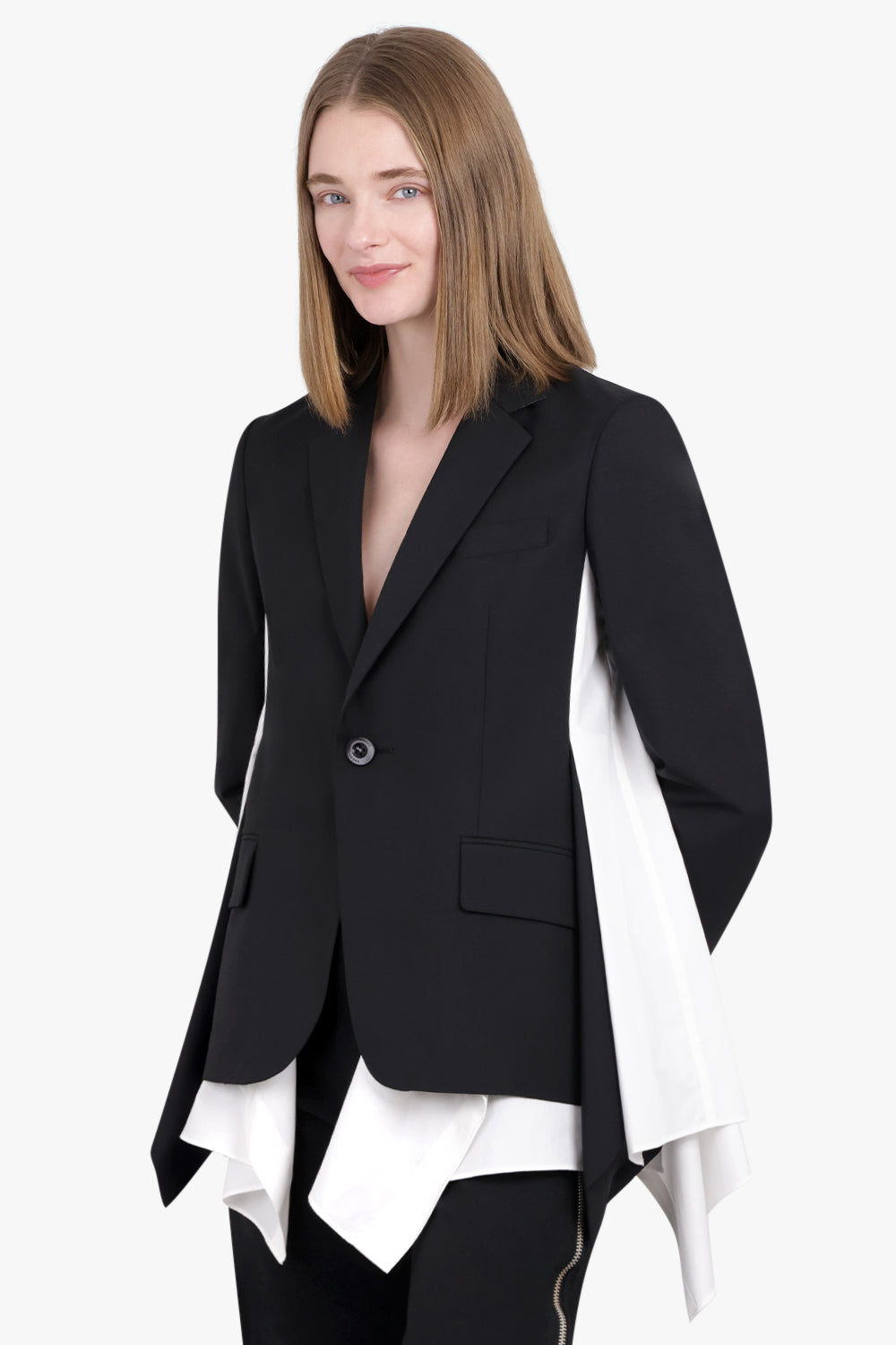 SACAI RTW Suiting Jacket With Shirt Detailing | Black/Off White