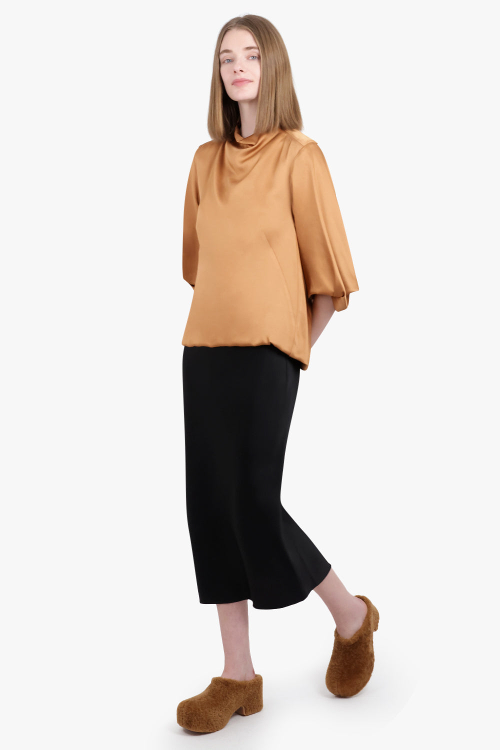 DRIES VAN NOTEN RTW Clari High Neck S/S Top | Light Rust