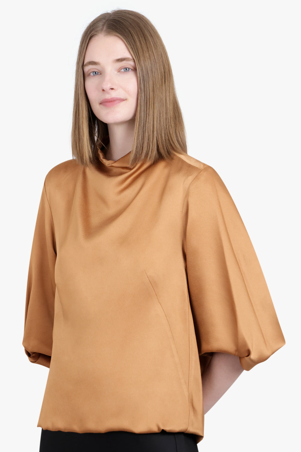 DRIES VAN NOTEN RTW Clari High Neck S/S Top | Light Rust