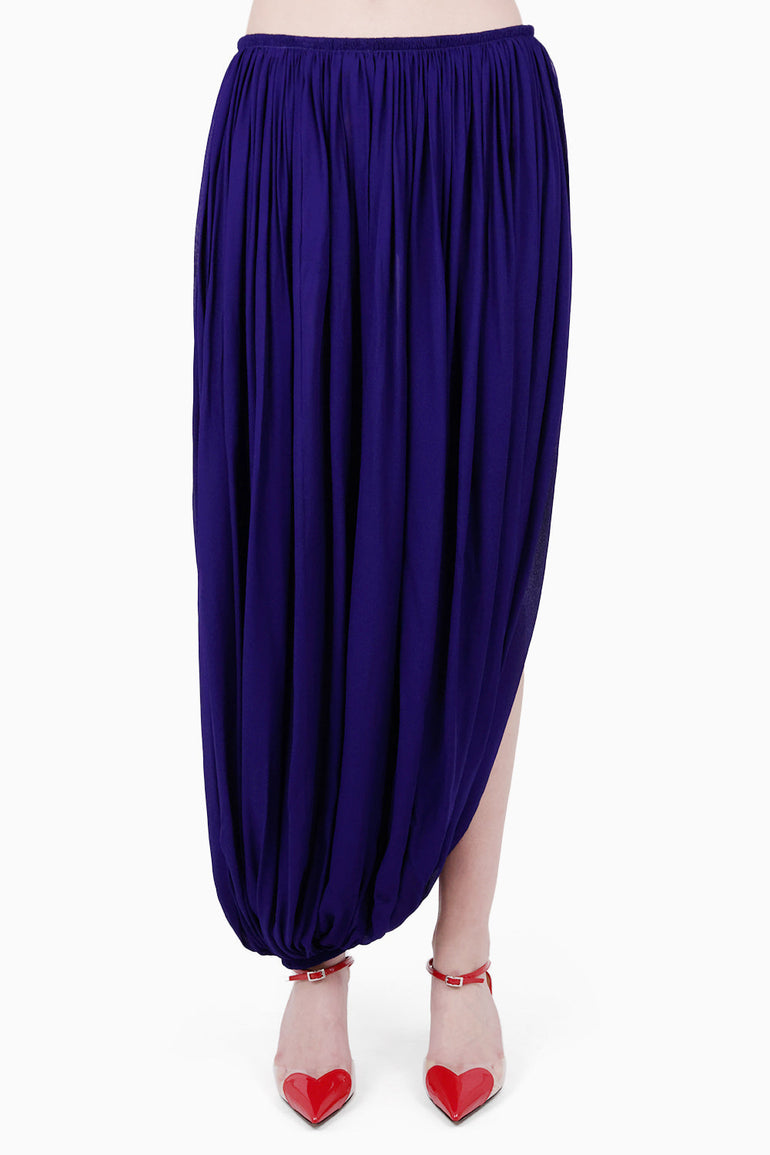 ALAIA RTW Asymmetric Drape Pleat Pant | Purple