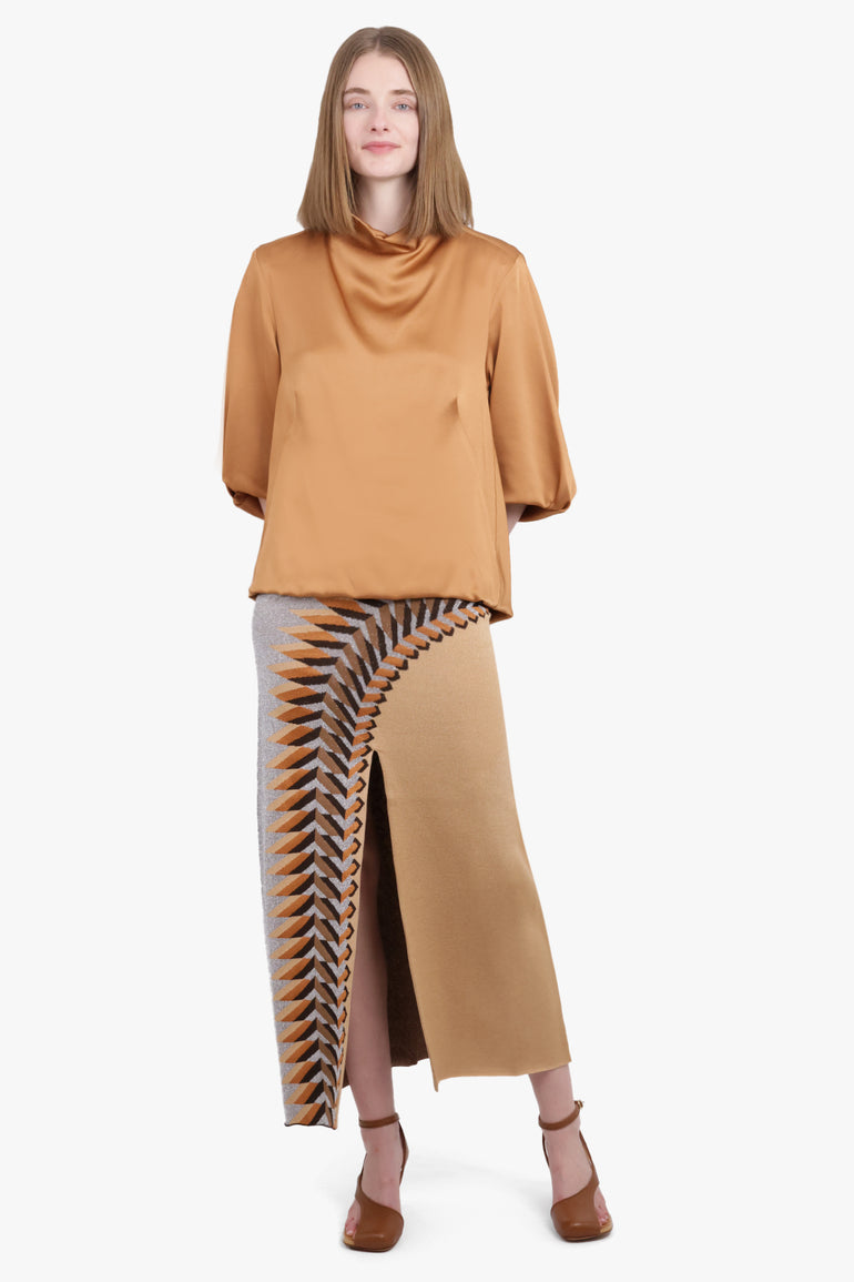 DRIES VAN NOTEN RTW Clari High Neck S/S Top | Light Rust