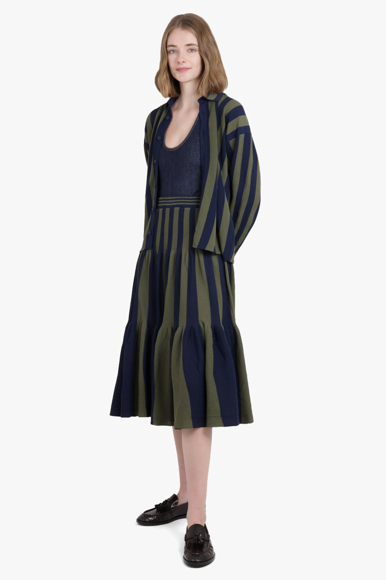 CFCL RTW Cascades Stripe L/S Oversized Shirt | Navy/Green