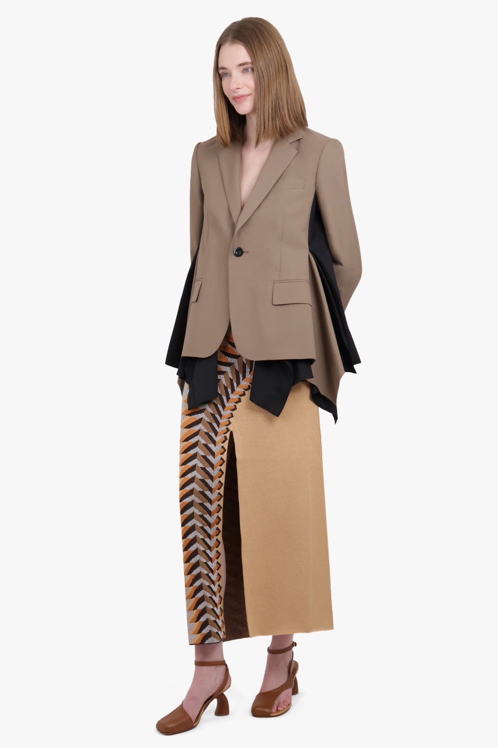 SACAI RTW Suiting Jacket With Shirt Detailing | Brown/Black