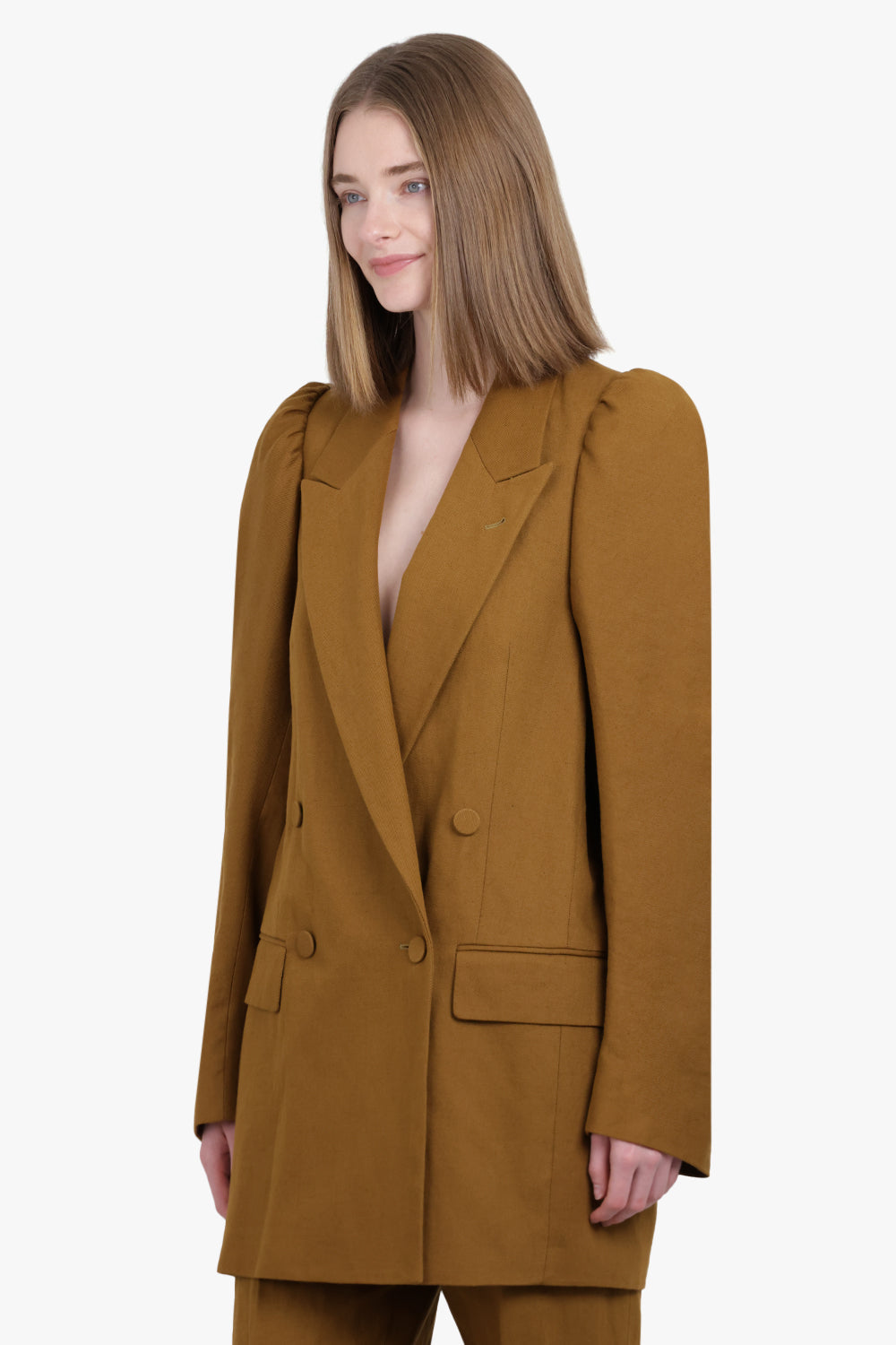 DRIES VAN NOTEN RTW Blinky Double Breasted Long Jacket | Umber