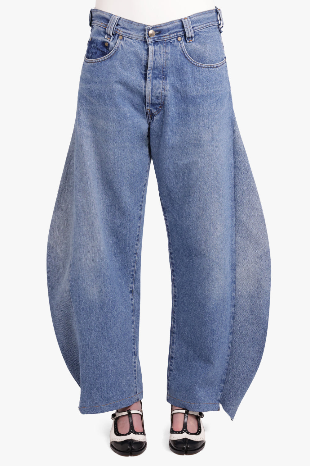 AWAKE MODE RTW Curved Side Upcycle Straight Leg Denim Jeans | Blue