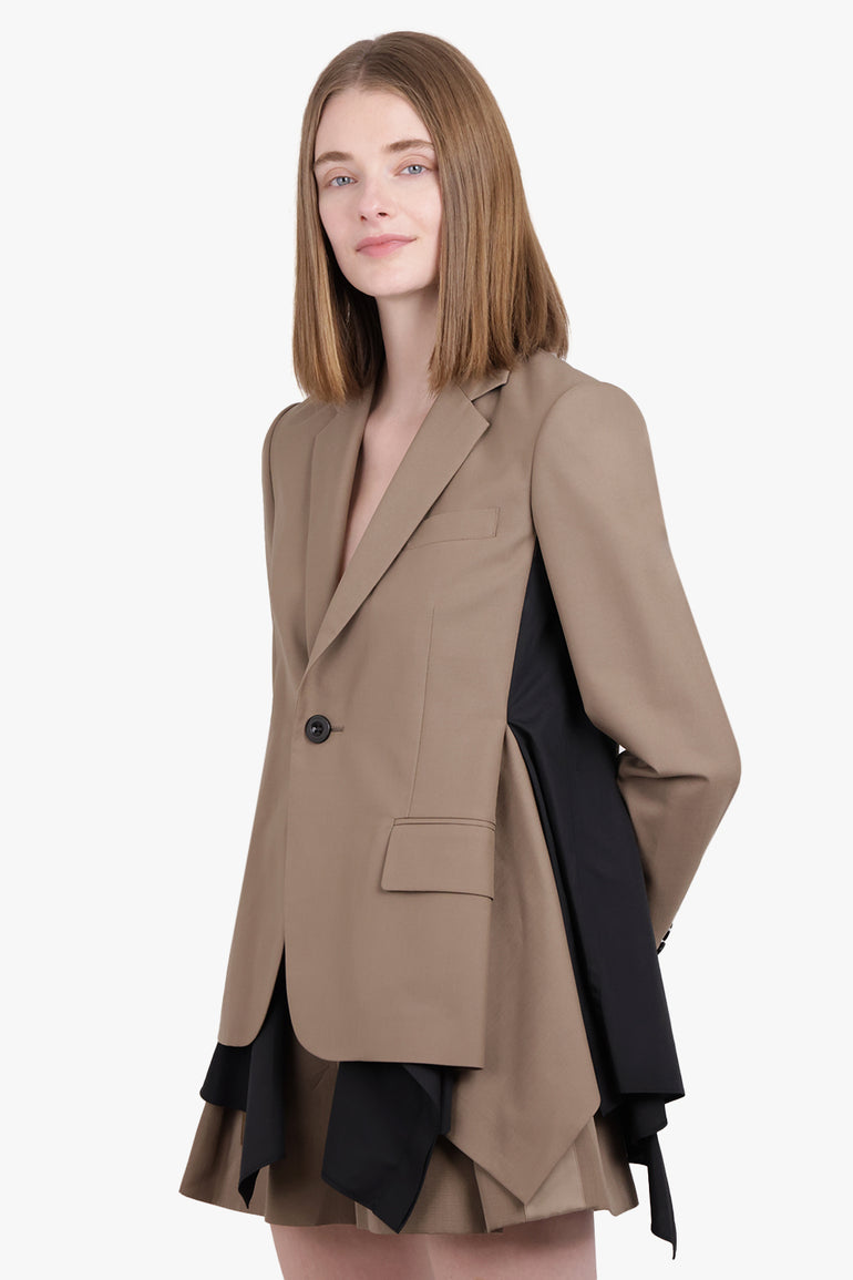 SACAI RTW Suiting Jacket With Shirt Detailing | Brown/Black