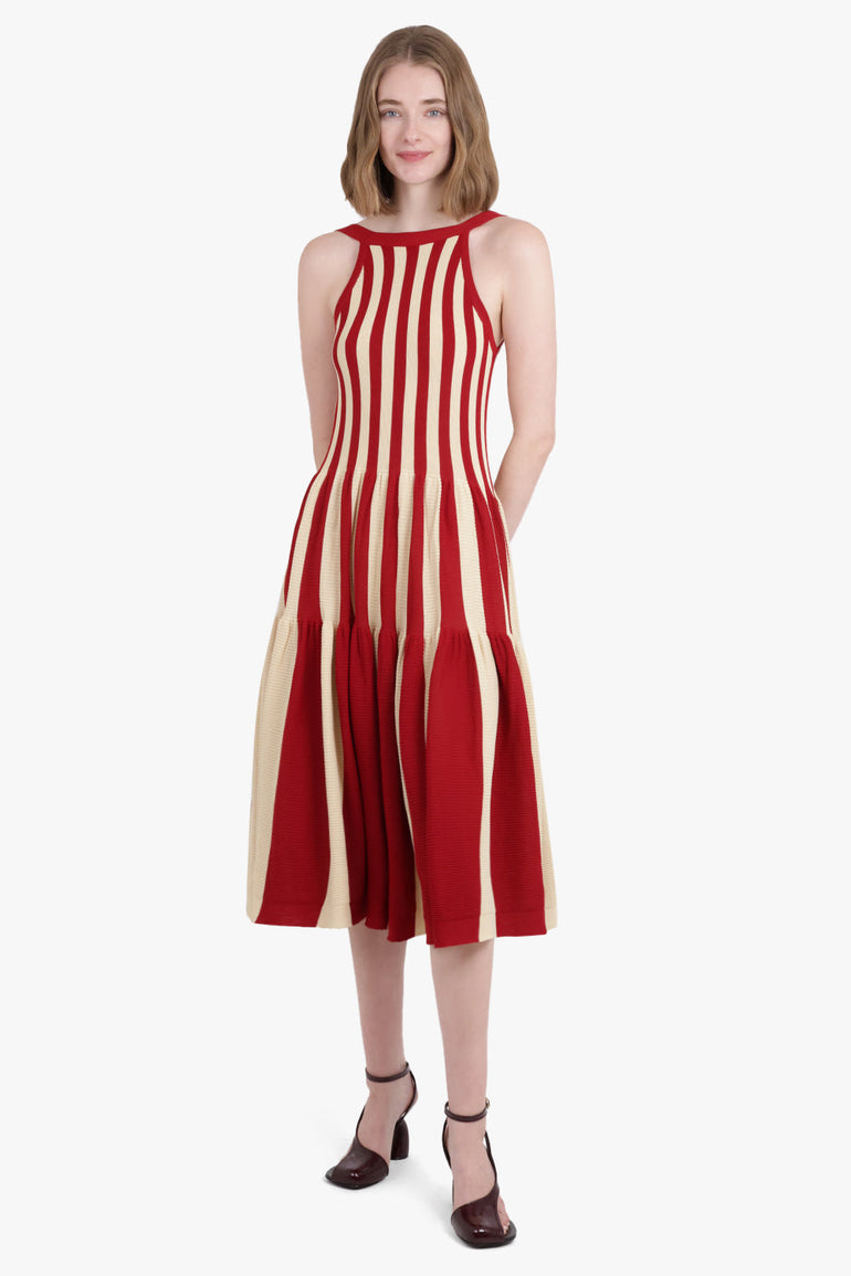 CFCL RTW Cascades S/Less Stripe Maxi Dress | Red/Beige