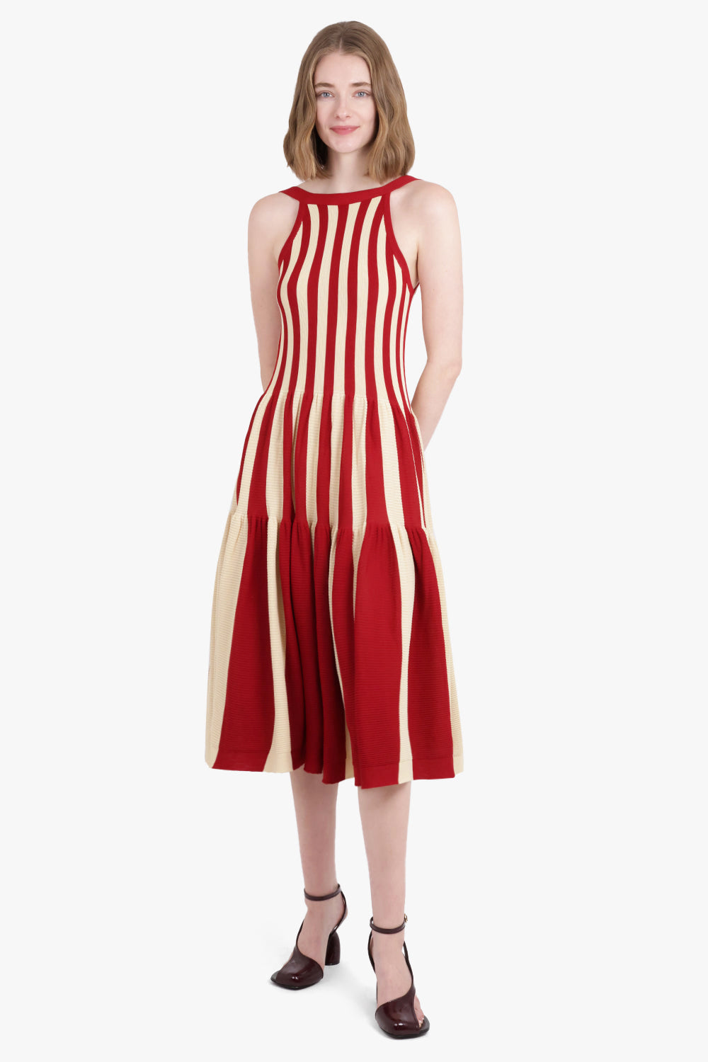 CFCL RTW Cascades S/Less Stripe Maxi Dress | Red/Beige