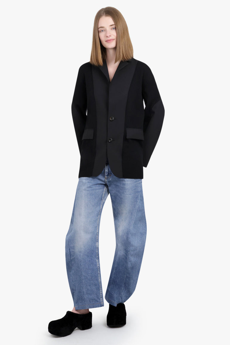 SACAI RTW Cardigan x Suiting Jacket with Balloon Sleeves | Black