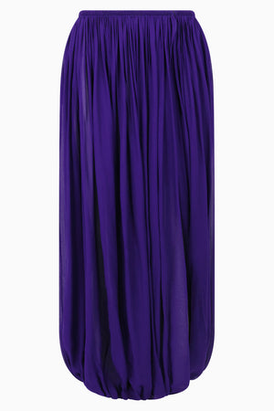 Asymmetric Drape Pleat Pant | Purple