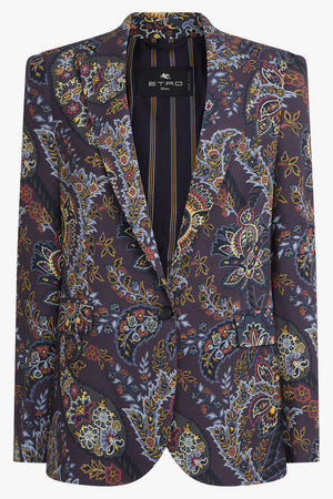 ETRO RTW Single Breasted Floral Print Jacket | Black/Multi